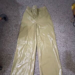 Danielle Bernstein Womens Evening Faux Patent Leather Wide Leg Pants